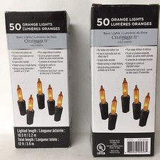 HALLOWEEN 50 x 2 ORANGE BULBS STRING LIGHTS INDOOR OUTDOOR NIB