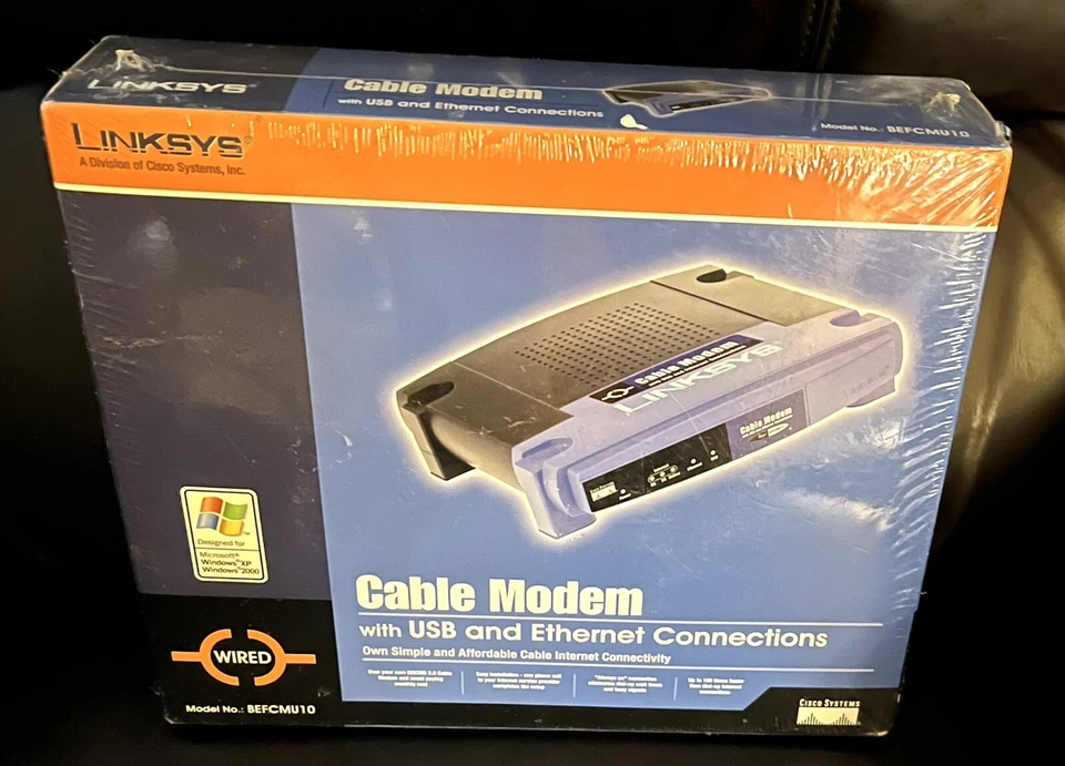 Linksys BEFCMU10 Black Blue Wired Cable Modem with USB and Ethernet Connections  - Image 3 of 4