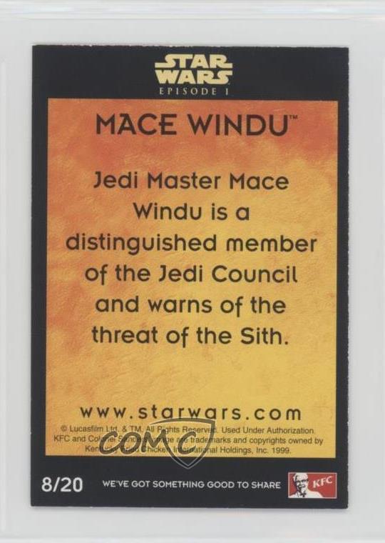 1999 KFC Star Wars Episode 1 UK Mace Windu #8 2w2 - Picture 2 of 3
