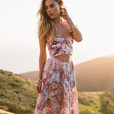 ZIMMERMANN Epoque Floral Cutout Halter Tie Midi Maxi Dress Size 0 AU 6 8 US 2 4