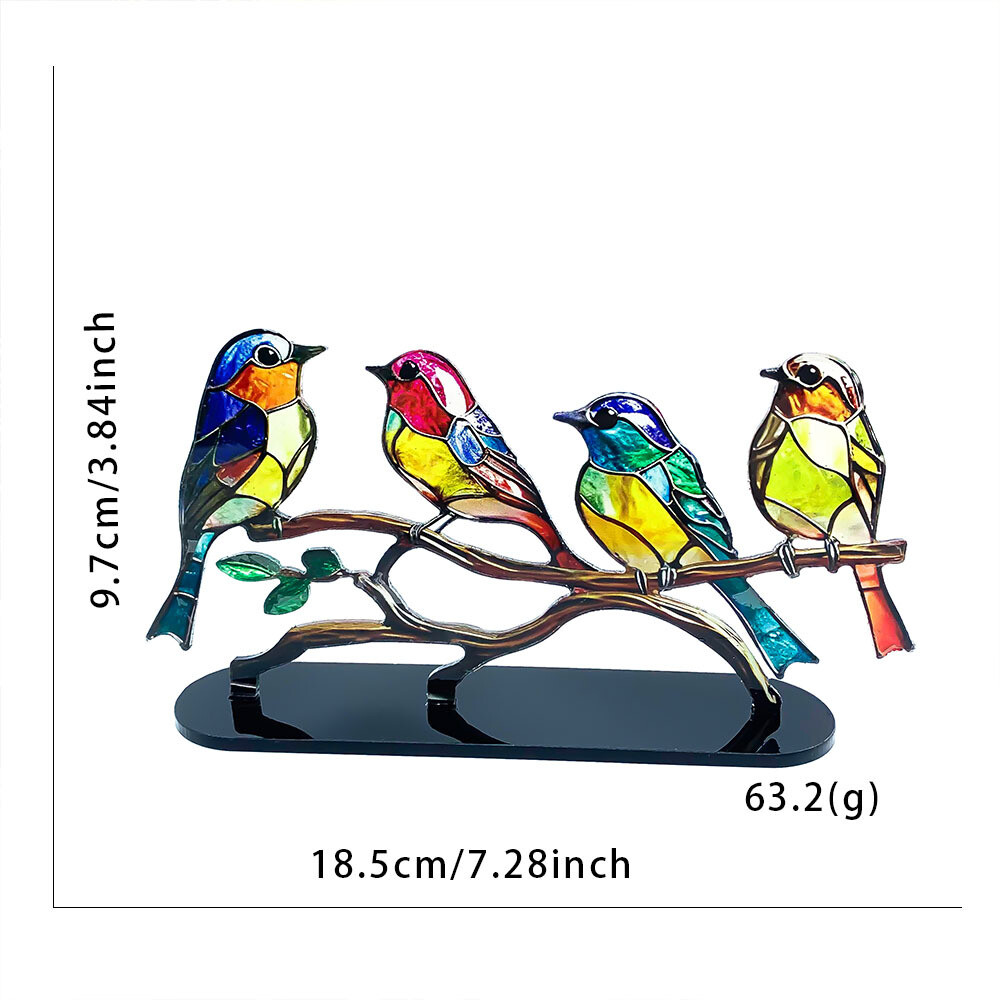 Bird Desk Ornament Colorful Birds Figurine Home Office Tabletop Bird