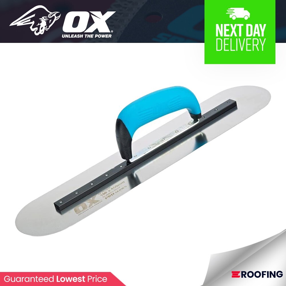B&Q -  Ox Pro Stainless Steel Pool Finishing Trowel110 X 450mm / 18In - Image 2