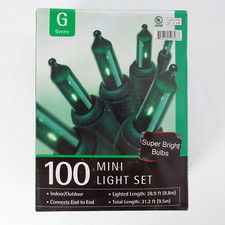 Target 2005 100 Mini Christmas Light Set GREEN Indoor/Outdoor 28.9 ft