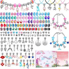180 Pcs Charm Bracelet Making Kit for Girls, Mckanti Unicorn Mermaid Crafts Gift
