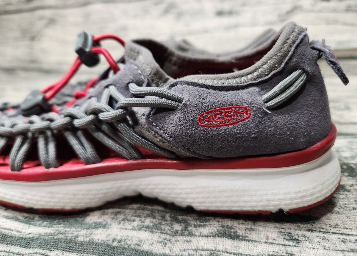 KEEN Uneek O2 Sport Sandal Unisex Toddler Kids Grey/Tango Red Sz 1