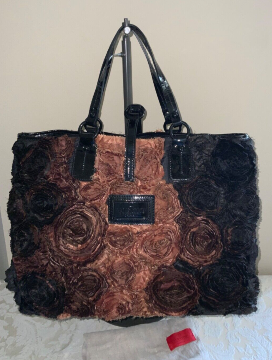 VALENTINO GARAVANI Rosier Black Tan Ombre ruffled silk chiffon