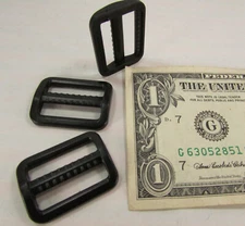 Lot 25 Black Plastic Nylon 1" Slider Strap Adjuster Buckles, Backpack Belt Leash