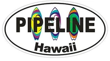 Pipeline Hawaii Oval Bumper Sticker or Helmet Sticker D1342 Surf Surfing Surfer