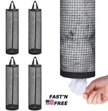 4Pcs Grocery Plastic Garbage Bag Holder Dispenser Hanging Mesh Trash Organizer