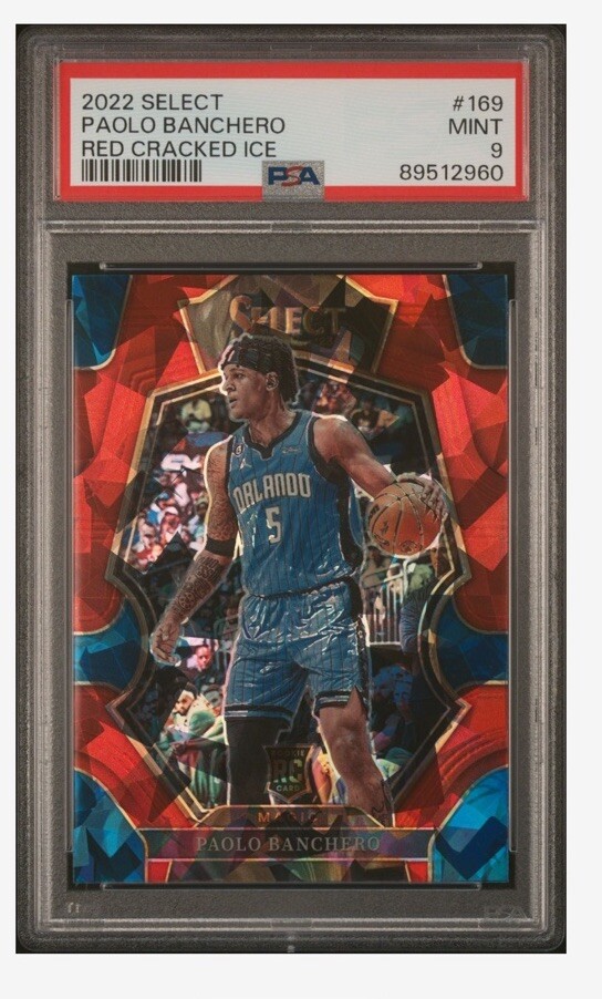 2022 PANINI SELECT 169 PAOLO BANCHERO RED CRACKED ICE PSA 9