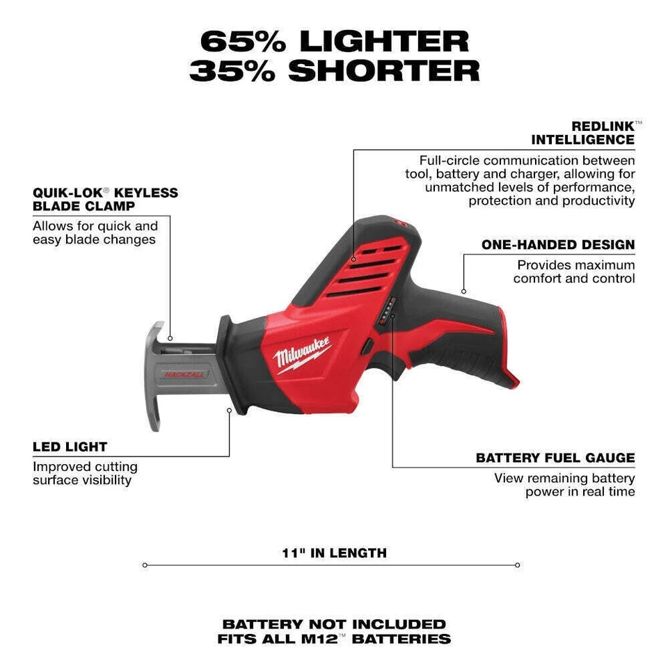 Milwaukee M12 Hackzall Reciprocating Saw 2420-20 Bare Tool - Image 2 of 2