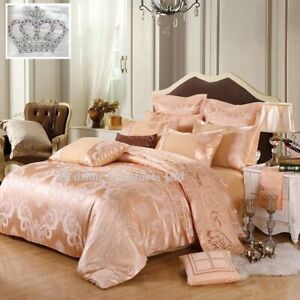 Super King Size 6 Luxury 4 Piece Duvet Cover Silk Bed Set