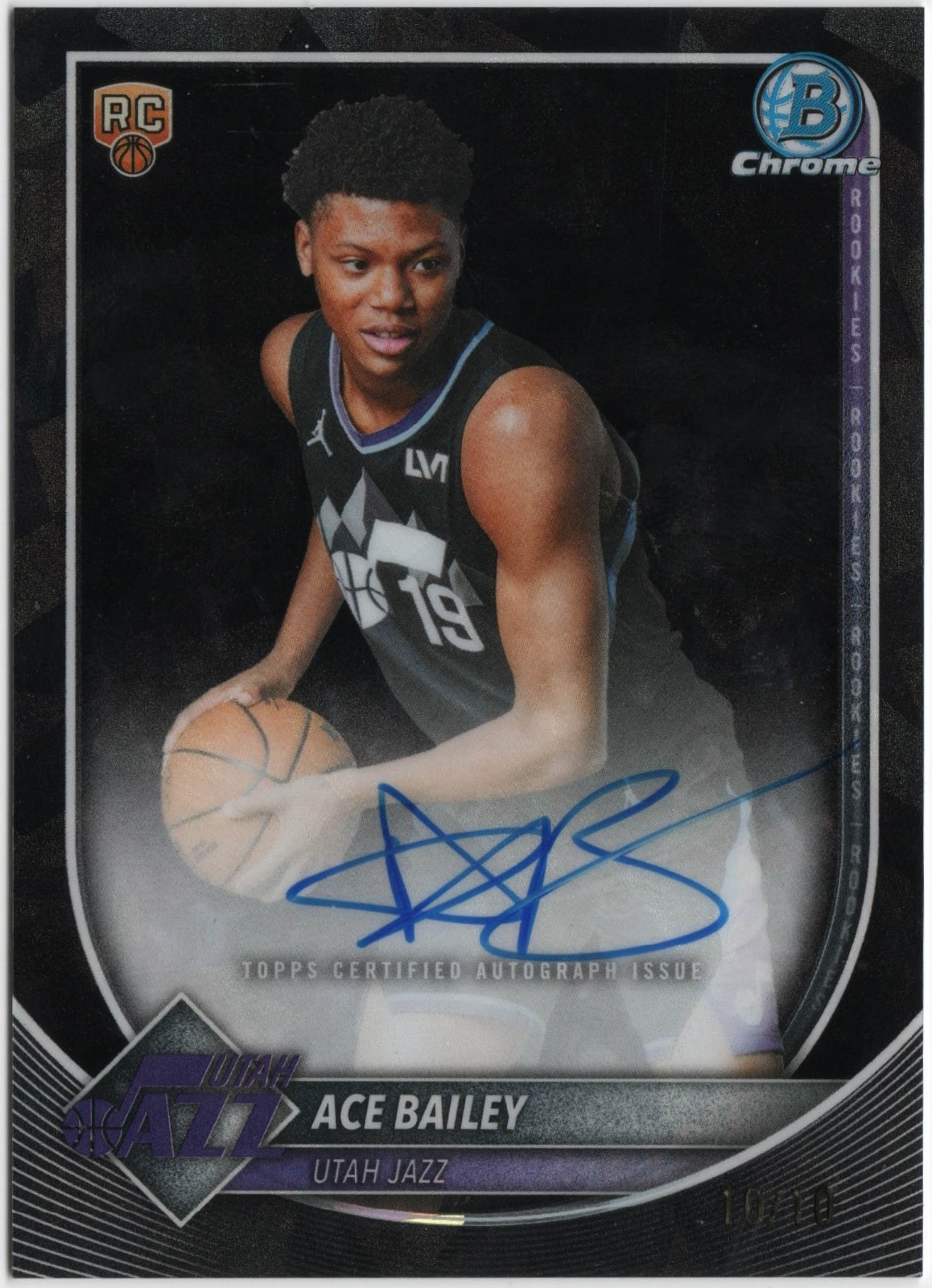 Ace Bailey #BCA-AB Basketball Cards 2025 Bowman Chrome Sapphire Autograph trading card — raw and PSA graded price guide
