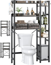 over the Toilet Storage, 7 Tier Bathroom Organizer with Reversible Side Shelf an