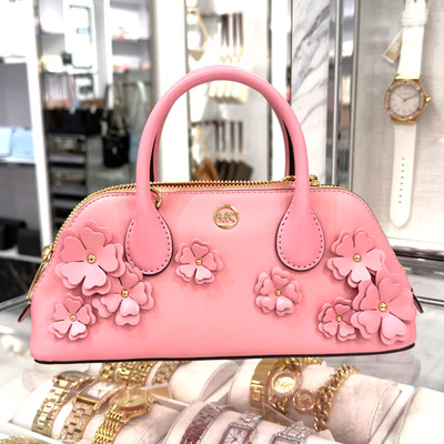 Michael Kors Petra Small Floral Embellished Crossbody Bag MK Logo Carnation Pink