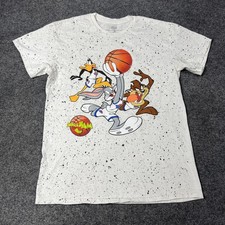Space Jam Shirt Mens Large Graphic Print Bugs Bunny Daffy Duck Tasmanian Devil