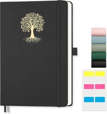 EMSHOI B5 Notebook Lined - 100 GSM Hardcover Leather Journal with Sticky Notes