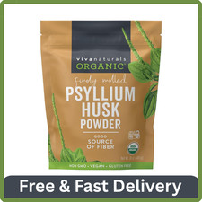 Viva Naturals Organic Psyllium Husk Powder 1.5 Lbs Easy Mixing Fiber Supplement
