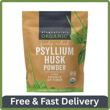 Viva Naturals Organic Psyllium Husk Powder 1.5 Lbs Easy Mixing Fiber Supplement