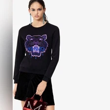 Kenzo Paris Tiger Embroidered Pullover Crewneck Sweatshirt