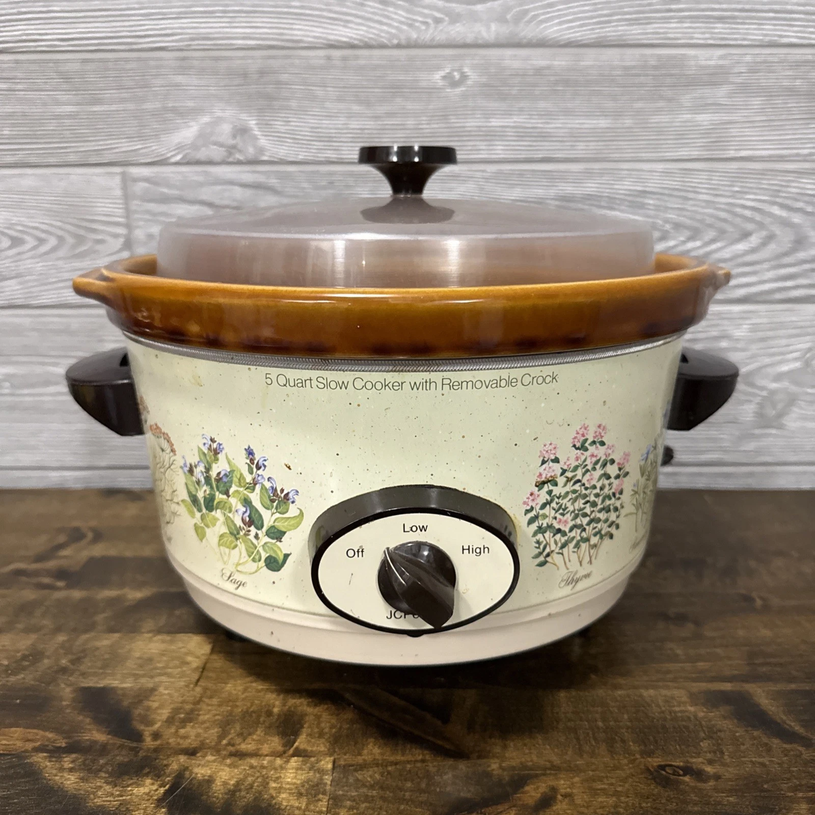 Rival 5 QT CrockPot Slow Cooker 4590 Herb Garden Design Low & High Tested Works
