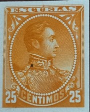 MI) 1900 VENEZUELA, OFFICIAL SCHOOLS, CARDBOARD SUNKEN DIE PROOF, 25 centimos, I