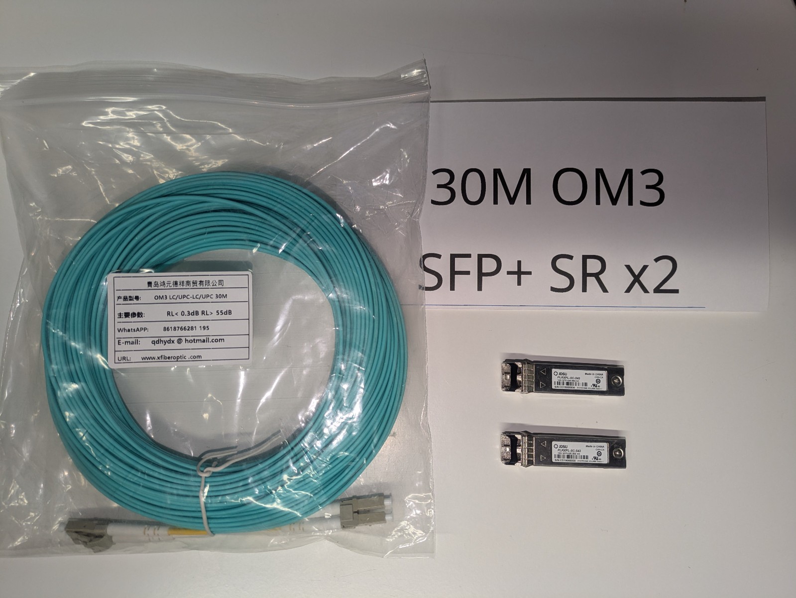 Modules fibre SFP+ 10 Gbps avec câble OM3 30m pour stopper les ralentissements réseau