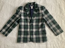 Janie Jack Boys Green/Blue/White Plaid Suit Jacket Blazer Wool Lined Preppy 7