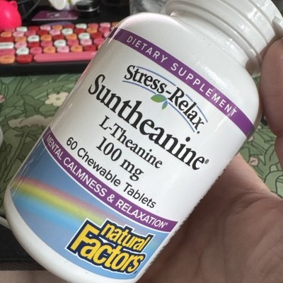 Natural Factors Stress-Relax Suntheanine L-Theanine 100mg 60 Chewable Non-GMO