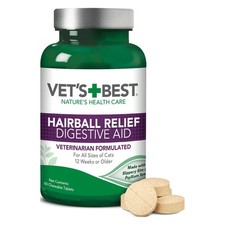 Vet's Best Cat Hairball Relief Digestive Aid - 60 Chewable Tablets