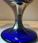 Antique Fenton Peacock Tail Cobalt Blue Carnival Glass Compote 5”x6 1/8” VG — photo 3