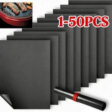 50 PACK BBQ Grill Mat Pad non-stick Oven Liners Cooking Baking Reusable Sheet UK