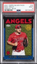 2021 TOPPS SILVER PACK 1986 CHROME PROMO UPDATE-BLUE #42 MIKE TROUT 81/150 PSA 9