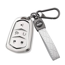 Key Fob Cover with Keychain for Cadillac Escalade CTS SRX XT5 ATS CT6 XTS White