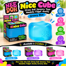 Nee Doh Nice Cube Stress Ball Sensory Toys Needohs Fidget Anxity Groovy Blue U.K