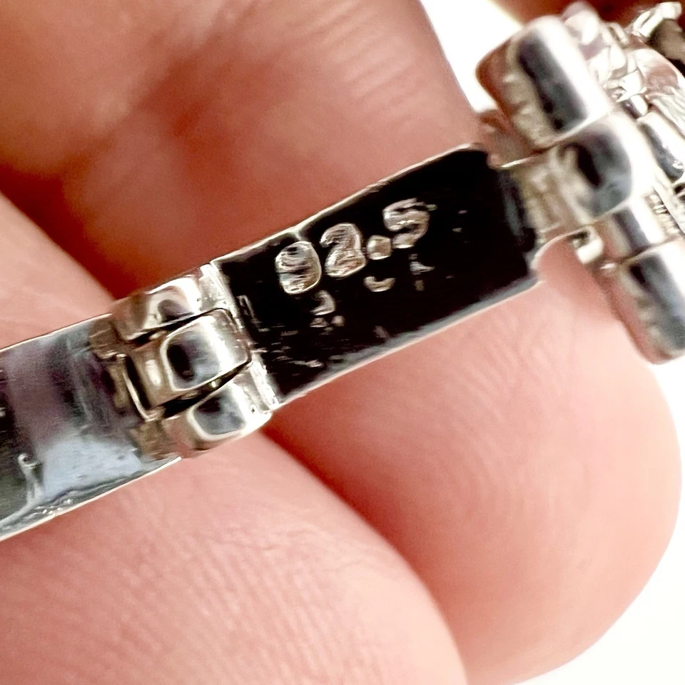 "Brazalete de tenis de plata de ley con circonitas cúbicas negras de 7""" Foto 2 de 4