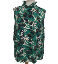 Kew Women's Top Size XL Green Mix Botanical Blouse Collared Mid Used