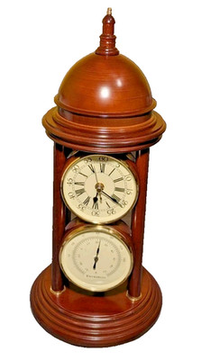Mahogany Clock Thermometer by ZentRa Desktop Mantel Table Battery Operated Gift