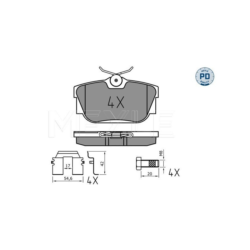 MEYLE 025 232 2417/PD Brake Pads Set Rear for VW Transporter