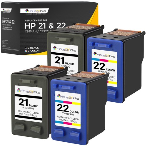 Compatible for HP 21 Black Ink Cartridge HP 22 High Yield for HP Printers 4PK - Picture 1 of 2