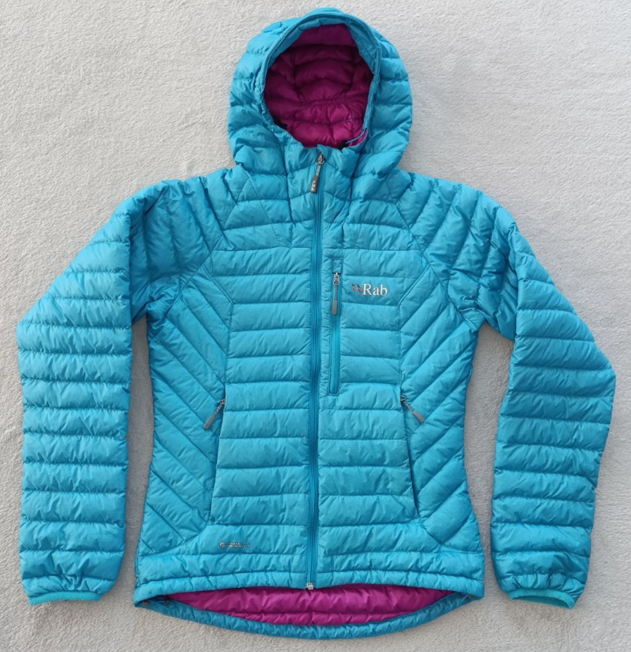 Rab Alpine womens Blue Pertex Microlight Down Hooded Puffer Jacket size XS