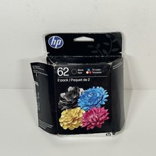 HP 62 2-pack Black Tri-color Original Ink Cartridges Genuine Magenta Yellow Cyan