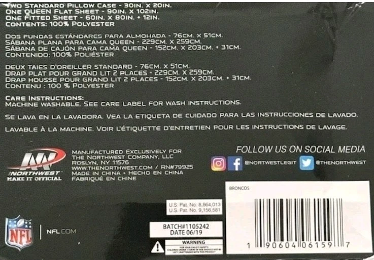 Denver Broncos football Queen Sheet Set Microfiber