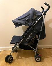 Maclaren Quest Single Pushchair Navy Adjustable Canopy Shopping Basket Swivel