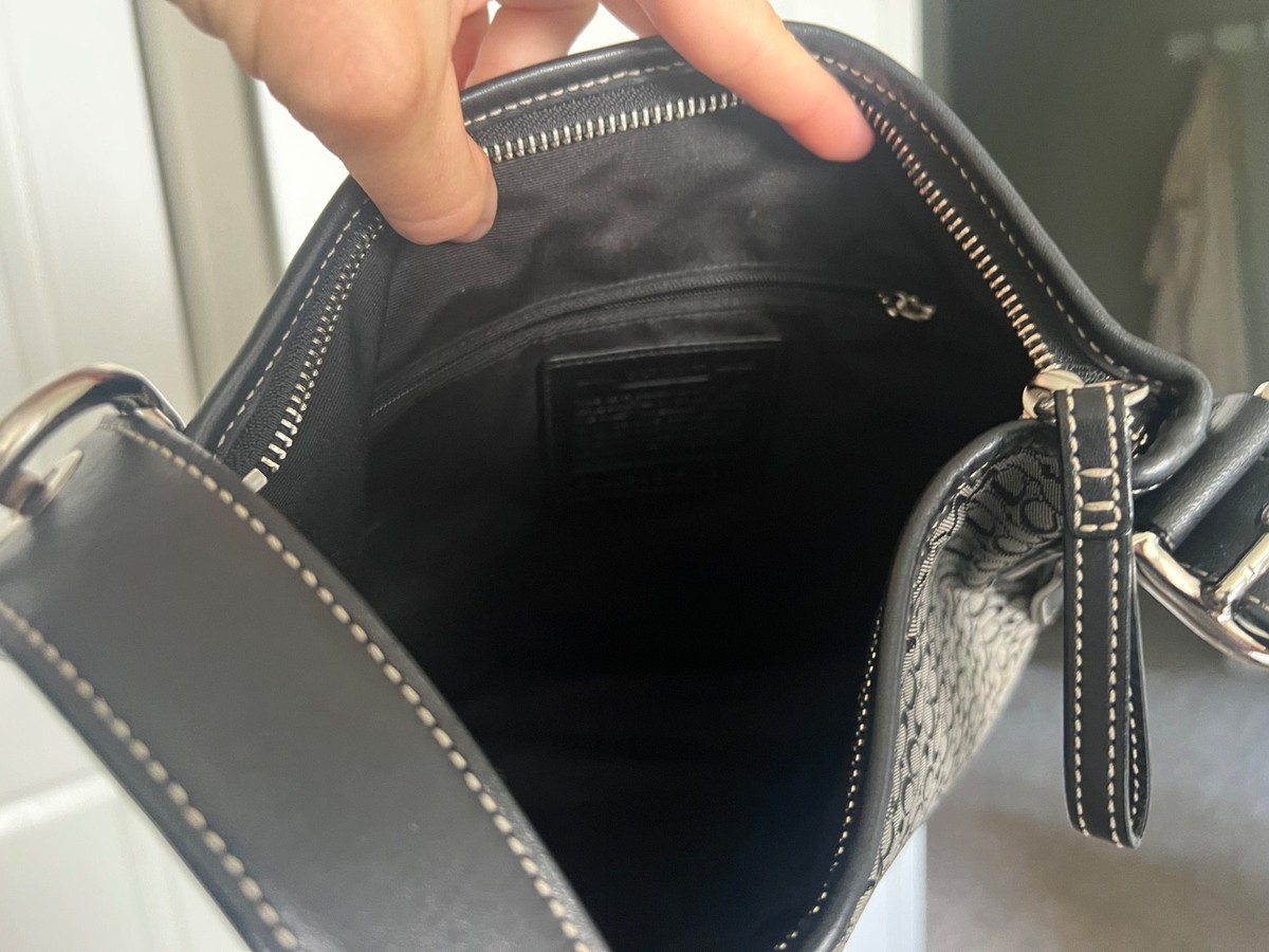 Coach Black & Gray Signature Jacquard Crossbody Shoulder Bag
