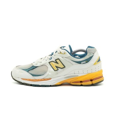 New Balance Herren 2002R Laufschuhe Weiß Gelb Blau Mesh Low-Top Sneaker EU 41.5