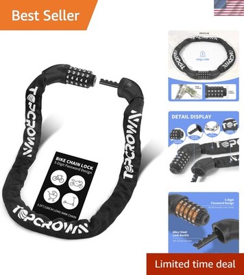 Bike Chain Lock 3.2Ft Long High Security Heavy Duty Anti Theft, 5 Digit Combi...