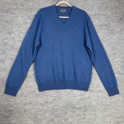 Qi Size-XL Mens Cashmere Sweater Blue Pullover