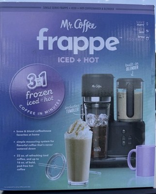 Mr Coffee Frappe 3-in-1 Frozen Iced Hot Coffee Maker Blender Single Serve SEALED