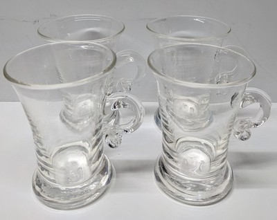 Read Set of 4 Simon Pearce Glass Norwich Irish Coffee Mugs Cups 4 1/2''